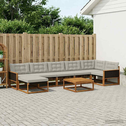 Utomhussoffset 8 pcs Naturlig och ljusgrå Massivt Akaciaträ