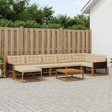 Utomhussoffset 8 pcs Naturlig och Beige Massivt Akaciaträ