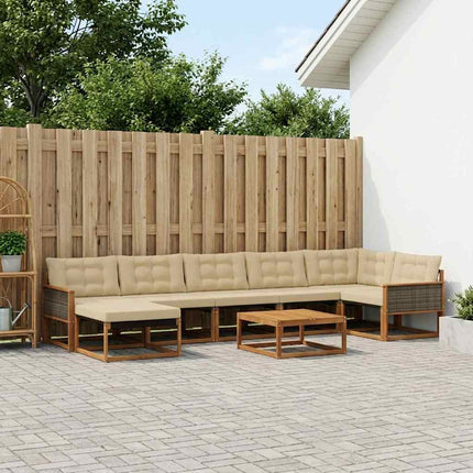 Utomhussoffset 8 pcs Naturlig och Beige Massivt Akaciaträ