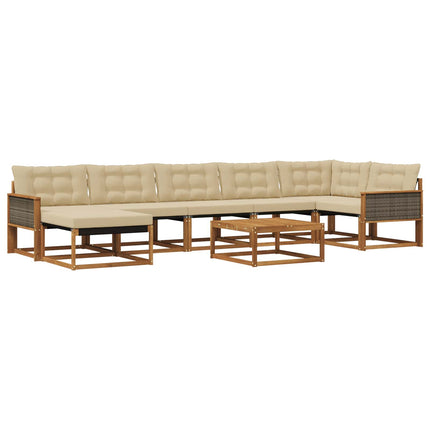 Utomhussoffset 8 pcs Naturlig och Beige Massivt Akaciaträ