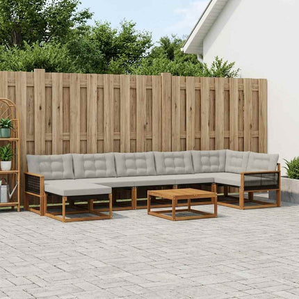 Utomhussoffset 8 pcs Naturlig och ljusgrå Massivt Akaciaträ