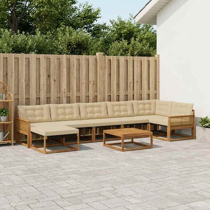 Utomhussoffset 8 pcs Naturlig och Beige Massivt Akaciaträ