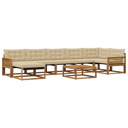 Utomhussoffset 8 pcs Naturlig och Beige Massivt Akaciaträ