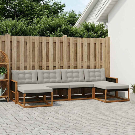 Utomhussoffset med kudde 6 pcs Naturlig och ljusgrå