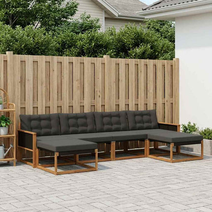 Utomhussoffset med kudde 6 pcs Naturlig och svart