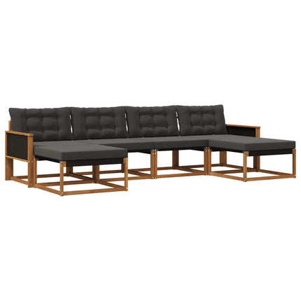 Utomhussoffset med kudde 6 pcs Naturlig och svart