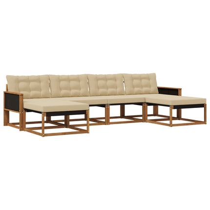 Utomhussoffset med kudde 6 pcs Naturlig och Beige