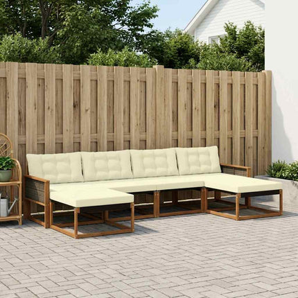 Utomhussoffset med kudde 6 pcs Naturlig och Grädde