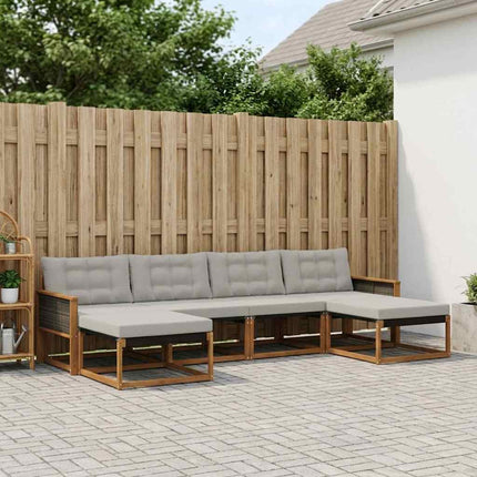 Utomhussoffset med kudde 6 pcs Naturlig och ljusgrå