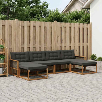 Utomhussoffset med kudde 6 pcs Naturlig och svart