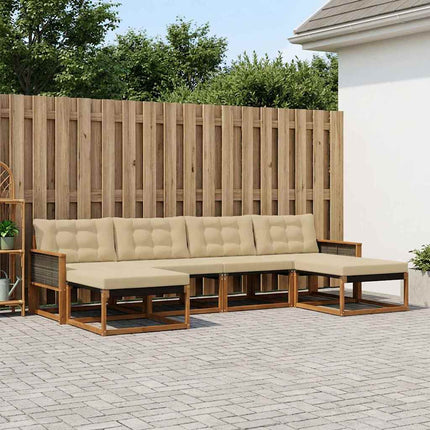 Utomhussoffset med kudde 6 pcs Naturlig och Beige
