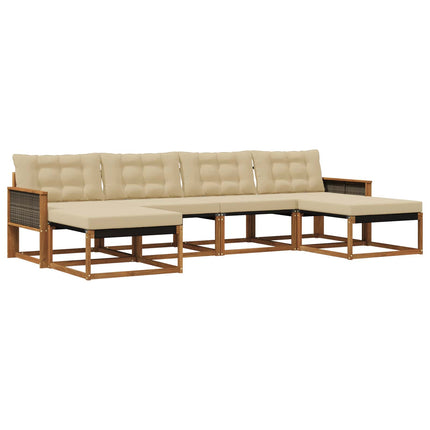 Utomhussoffset med kudde 6 pcs Naturlig och Beige