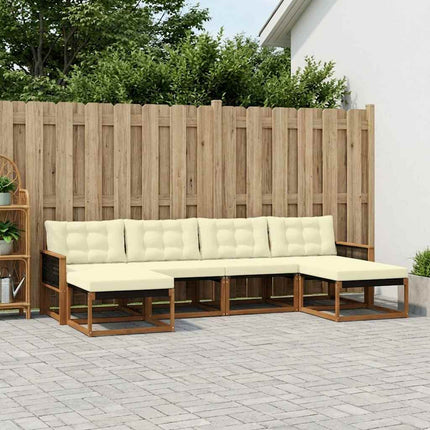 Utomhussoffset med kudde 6 pcs Naturlig och Grädde