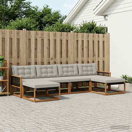 Utomhussoffset med kudde 6 pcs Naturlig och ljusgrå