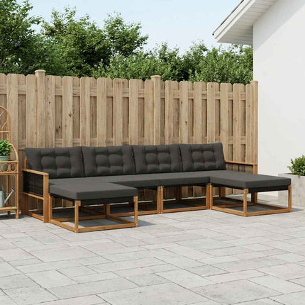 Utomhussoffset med kudde 6 pcs Naturlig och svart