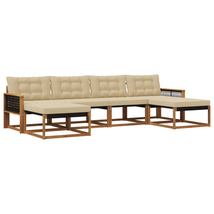 Utomhussoffset med kudde 6 pcs Naturlig och Beige