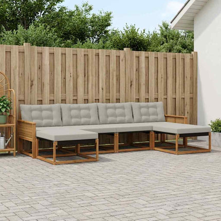 Utomhussoffset med kudde 6 pcs Naturlig och ljusgrå
