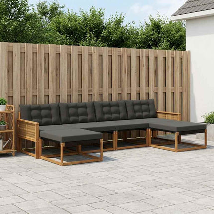 Utomhussoffset med kudde 6 pcs Naturlig och svart