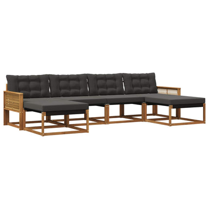 Utomhussoffset med kudde 6 pcs Naturlig och svart