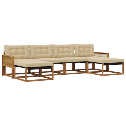 Utomhussoffset med kudde 6 pcs Naturlig och Beige