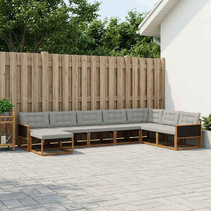Utomhussoffset med kudde 8 pcs Naturlig och ljusgrå