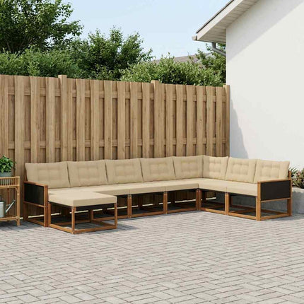 Utomhussoffset med kudde 8 pcs Naturlig och Beige