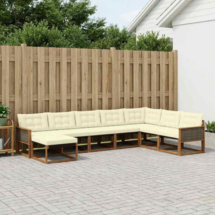 Utomhussoffset med kudde 8 pcs Naturlig och Grädde