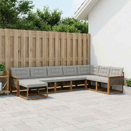 Utomhussoffset med kudde 8 pcs Naturlig och ljusgrå