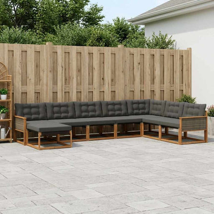 Utomhussoffset med kudde 8 pcs Naturlig och svart
