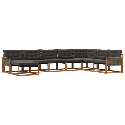 Utomhussoffset med kudde 8 pcs Naturlig och svart