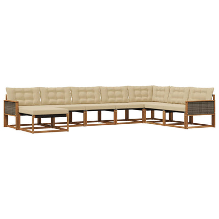 Utomhussoffset med kudde 8 pcs Naturlig och Beige