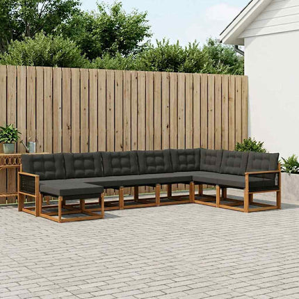 Utomhussoffset med kudde 8 pcs Naturlig och svart