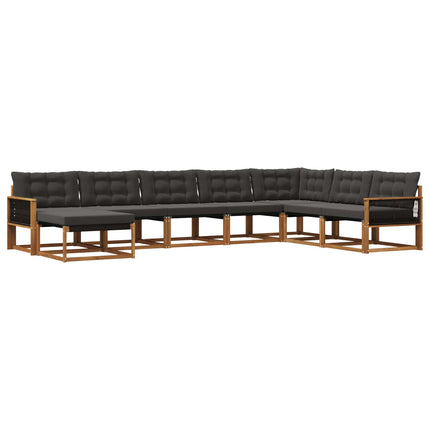 Utomhussoffset med kudde 8 pcs Naturlig och svart