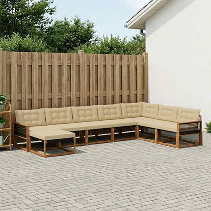 Utomhussoffset med kudde 8 pcs Naturlig och Beige
