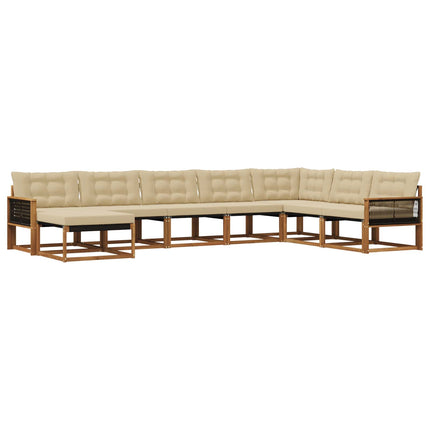 Utomhussoffset med kudde 8 pcs Naturlig och Beige