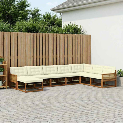 Utomhussoffset med kudde 8 pcs Naturlig och Grädde