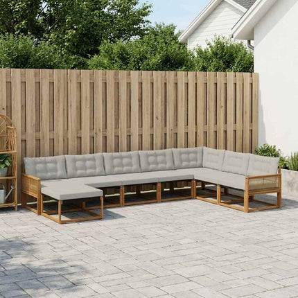 Utomhussoffset med kudde 8 pcs Naturlig och ljusgrå