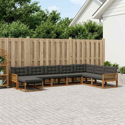 Utomhussoffset med kudde 8 pcs Naturlig och svart