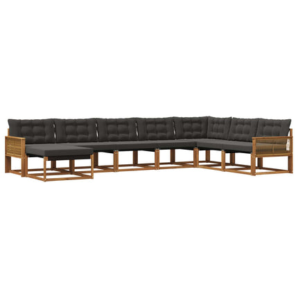Utomhussoffset med kudde 8 pcs Naturlig och svart