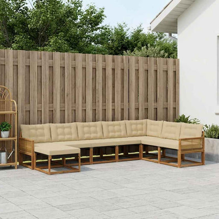 Utomhussoffset med kudde 8 pcs Naturlig och Beige