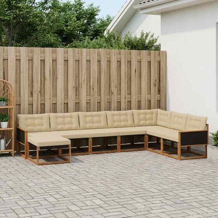 Utomhussoffset 9 pcs Naturlig och Beige Massivt Akaciaträ