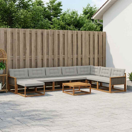 Utomhussoffset 9 pcs Naturlig och ljusgrå Massivt Akaciaträ