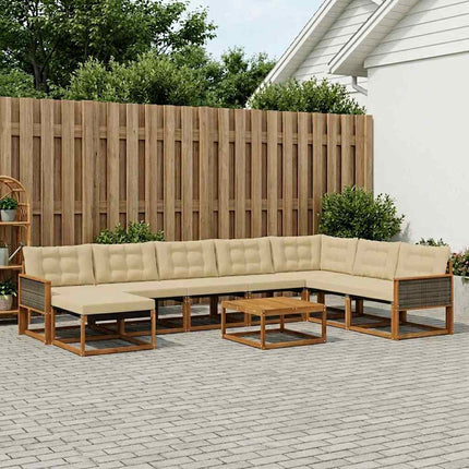 Utomhussoffset 9 pcs Naturlig och Beige Massivt Akaciaträ