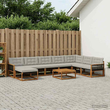 Utomhussoffset 9 pcs Naturlig och ljusgrå Massivt Akaciaträ