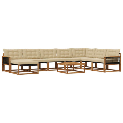 Utomhussoffset 9 pcs Naturlig och Beige Massivt Akaciaträ