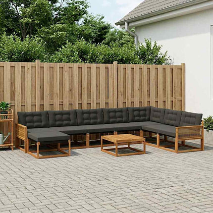 Utomhussoffset 9 pcs Naturlig och svart Massivt Akaciaträ