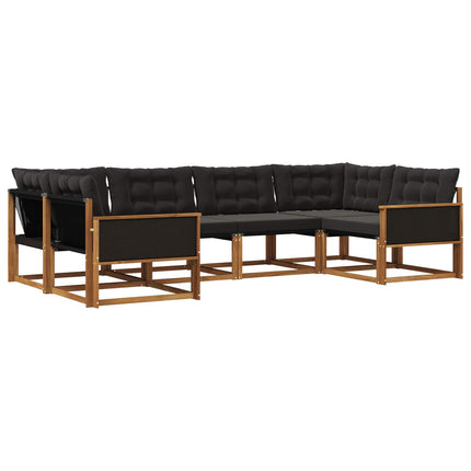 Utomhussoffset med kudde 6 pcs Naturlig och svart