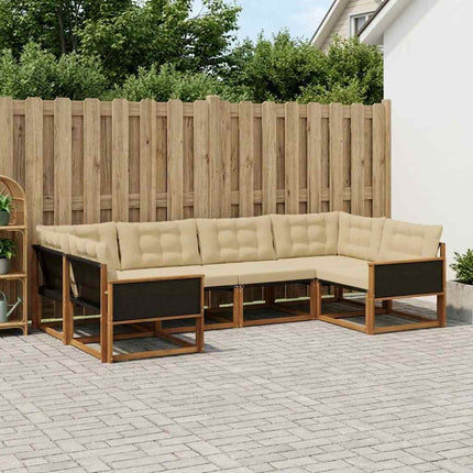Utomhussoffset med kudde 6 pcs Naturlig och Beige