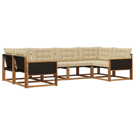 Utomhussoffset med kudde 6 pcs Naturlig och Beige