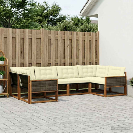 Utomhussoffset med kudde 6 pcs Naturlig och Grädde